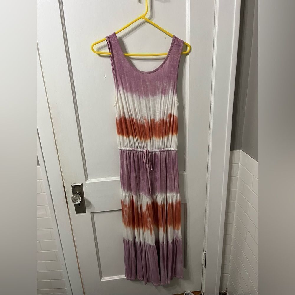 Purple and Orange Tie-Dye Maxi Dress